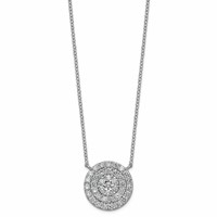 14K White Gold 1 ctw Lab Grown Diamond VS+ F+ Round Cluster Necklace view 1
