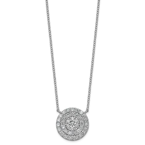 14K White Gold 1 ctw Lab Grown Diamond VS+ F+ Round Cluster Necklace