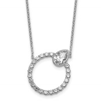 True Origin 14K White Gold 2 Carat Lab Grown Diamond VS+ F+ Complete Pear Bezel-Set Eternity Necklace view 1