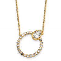 True Origin 14K Yellow Gold 2 Carat Lab Grown Diamond VS+ F+ Complete Pear Bezel-Set Eternity Necklace view 1