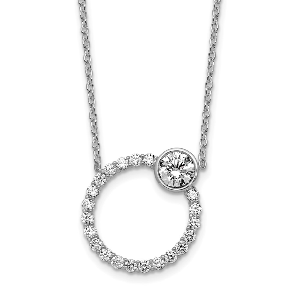 True Origin 14K White Gold 2 Carat Lab Grown Diamond VS+ F+ Complete Round Bezel-Set Eternity Necklace