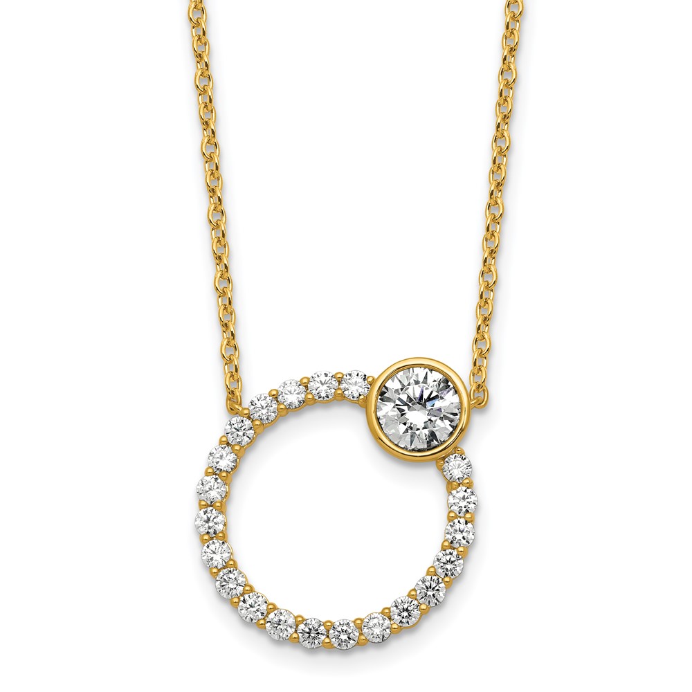 True Origin 14K Yellow Gold 2 Carat Lab Grown Diamond VS+ F+ Complete Round Bezel-Set Eternity Necklace