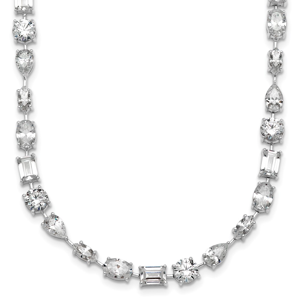 True Origin 14K White Gold 25.12 Carat Lab Grown Diamond VS+ F+ Complete Mixed Bezel-Set Necklace
