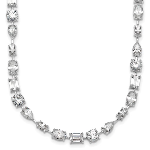 True Origin 14K White Gold 25.12 Carat Lab Grown Diamond VS+ F+ Complete Mixed Bezel-Set Necklace