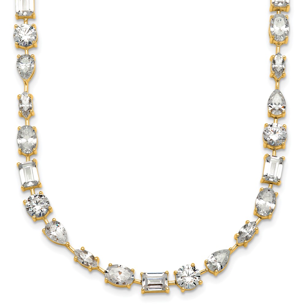 True Origin 14K Yellow Gold 25.12 Carat Lab Grown Diamond VS+ F+ Complete Mixed Bezel-Set Necklace