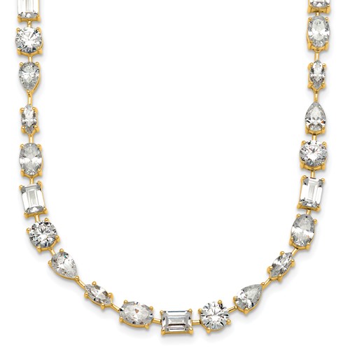 True Origin 14K Yellow Gold 25.12 Carat Lab Grown Diamond VS+ F+ Complete Mixed Bezel-Set Necklace
