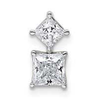 14K White Gold 0.75ct Lab Grown Dia VS+ F+ Complete Princess Pendant view 1