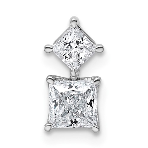 14K White Gold 0.75ct Lab Grown Dia VS+ F+ Complete Princess Pendant
