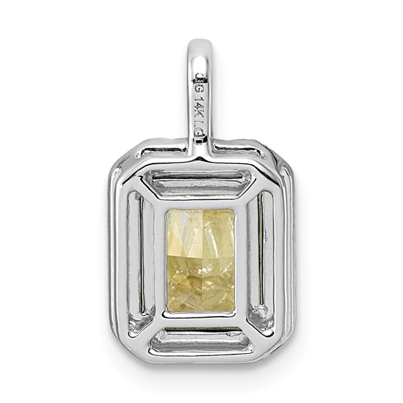 Emma Grace 14K Two-Tone 2 1/4 carat Certified Lab Grown Diamond VS+ Emerald Vivid Yellow Center VS+ F+ Halo Complete Pendant