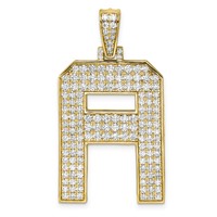 14K Yellow Gold 3.33ct Lab Grown Dia VS+ F+ Initial a Large Comp Pendant view 1