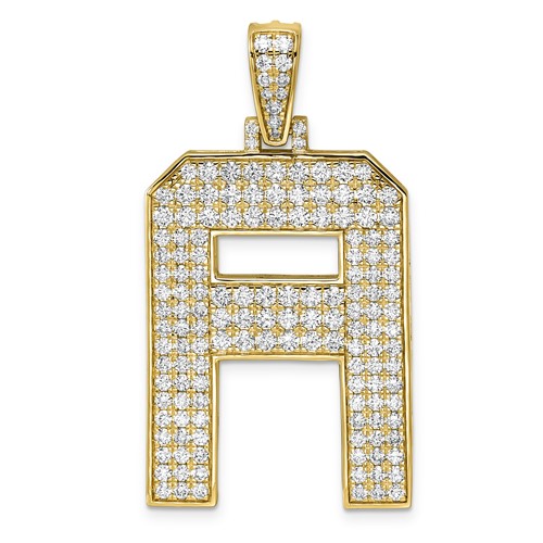 14K Yellow Gold 3.33ct Lab Grown Dia VS+ F+ Initial a Large Comp Pendant
