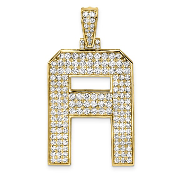 14k 3 1/3ct Lab Grown Dia VS+ F+ Initial A Large Comp Pendant