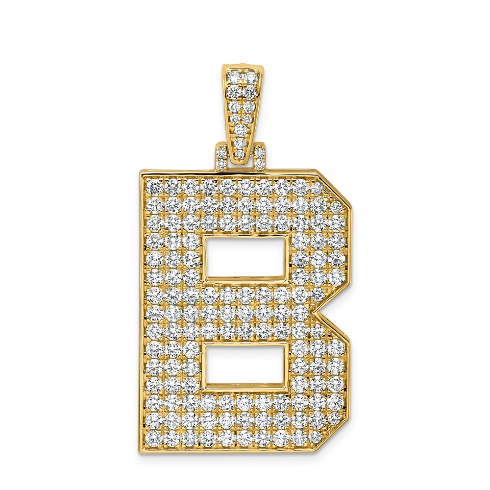 14K Yellow Gold Lab Grown Dia VS+ F+ Initial B Large Comp Pendant