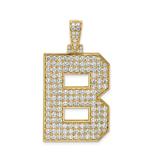 14K Yellow Gold Lab Grown Dia VS+ F+ Initial B Large Comp Pendant