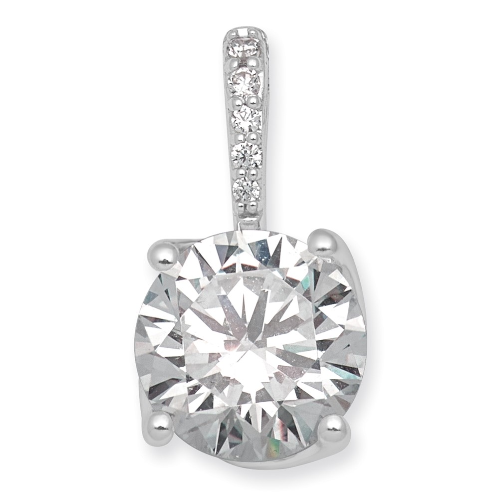 14K White Gold 1ct Lab Grown Dia VS+ F+ Round Complete Twist Pendant