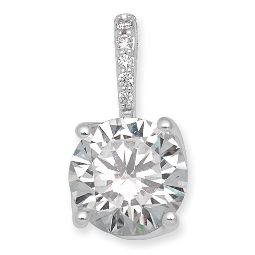 14K White Gold 1ct Lab Grown Dia VS+ F+ Round Complete Twist Pendant