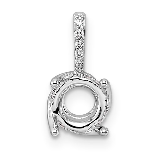 14K White Gold 0.05ct Round Center Lab Grown Dia VS+ F+ Semi-mount Twist Pendant
