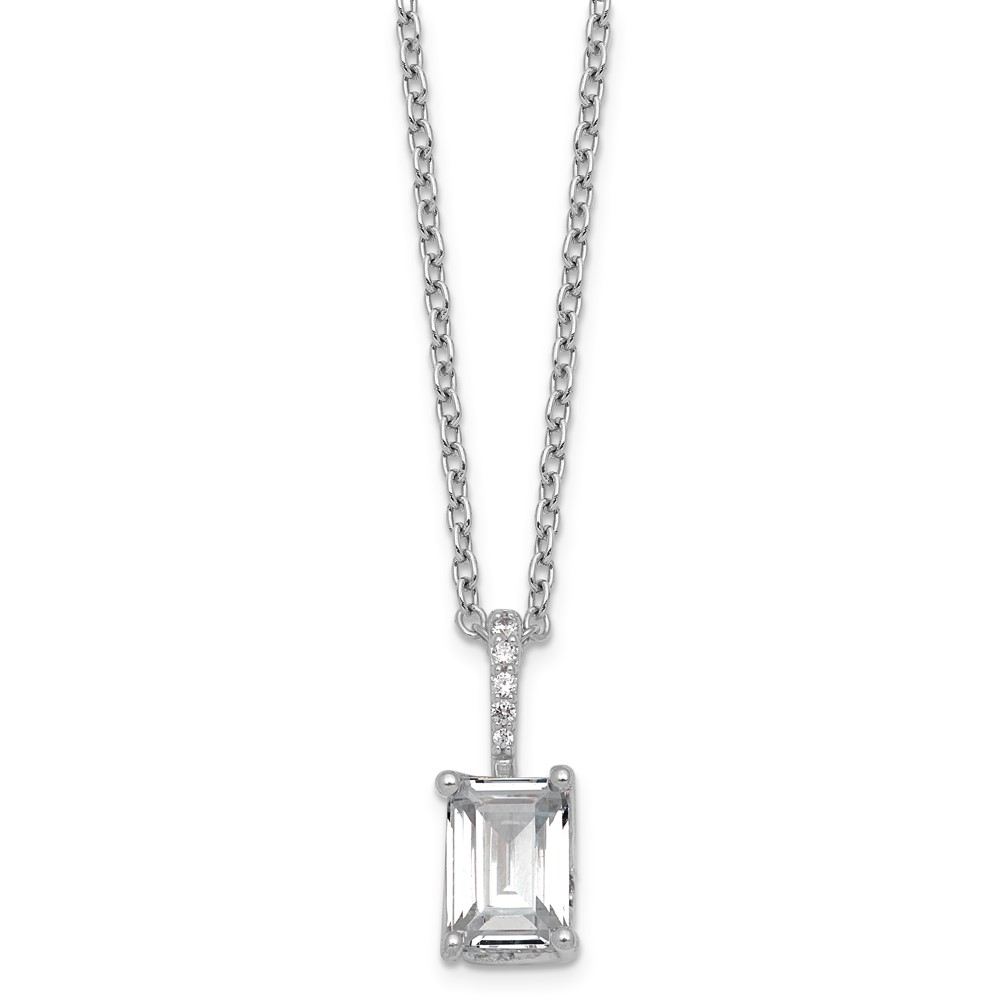 14K White Gold 1ct Lab Grown Dia VS+ F+ Emerald-cut Complete Twist Pendant