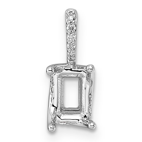 14K White Gold 0.05ct Emerald Center Lab Grown Dia VS+ F+ Semi Twist Pendant