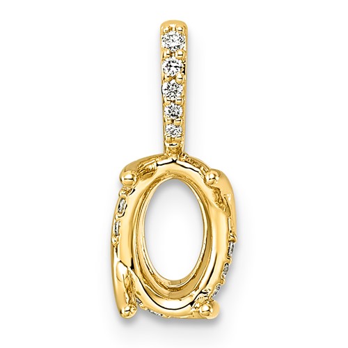 14K Yellow Gold 0.07ct Oval Center Lab Grown Dia VS+ F+ Semi-mount Twist Pendant