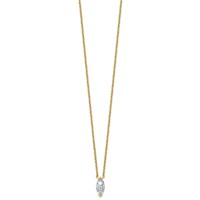 14K Yellow Gold 1 Carat Certified Lab Grown Diamond VS+ F+ Complete Marquise Half Bezel Pendant Necklace, 18" view 2