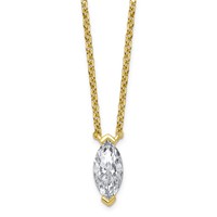 14K Yellow Gold 1 Carat Certified Lab Grown Diamond VS+ F+ Complete Marquise Half Bezel Pendant Necklace, 18" view 1
