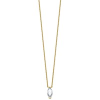 14K Yellow Gold 2 Carat Certified Lab Grown Diamond VS+ F+ Complete Marquise Half Bezel Pendant Necklace, 18" view 2
