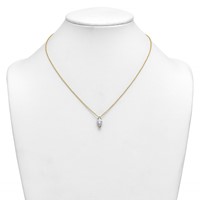 14K Yellow Gold 2 Carat Certified Lab Grown Diamond VS+ F+ Complete Marquise Half Bezel Pendant Necklace, 18" view 3