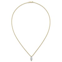 14K Yellow Gold 2 Carat Certified Lab Grown Diamond VS+ F+ Complete Marquise Half Bezel Pendant Necklace, 18" view 4