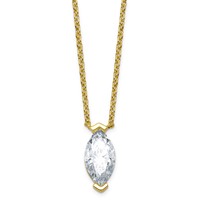 14K Yellow Gold 2 Carat Certified Lab Grown Diamond VS+ F+ Complete Marquise Half Bezel Pendant Necklace, 18" view 1