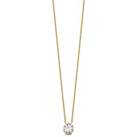 14K Yellow Gold 3 Carat Certified Lab Grown Diamond VS+ F+ Complete Round Half Bezel Pendant Necklace, 18" view 2