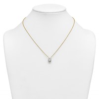 14K Yellow Gold 3 Carat Certified Lab Grown Diamond VS+ F+ Complete Round Half Bezel Pendant Necklace, 18" view 3