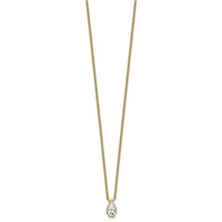 14K Yellow Gold 1 Carat Certified Lab Grown Diamond VS+ F+ Complete Pear Half Bezel Pendant Necklace, 18" view 2