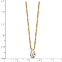 14K Yellow Gold 1 Carat Certified Lab Grown Diamond VS+ F+ Complete Pear Half Bezel Pendant Necklace, 18" view 5