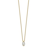 14K Yellow Gold 2 Carat Certified Lab Grown Diamond VS+ F+ Complete Pear Half Bezel Pendant Necklace, 18" view 2