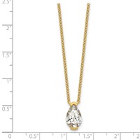 14K Yellow Gold 2 Carat Certified Lab Grown Diamond VS+ F+ Complete Pear Half Bezel Pendant Necklace, 18" view 5