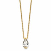 14K Yellow Gold 2 Carat Certified Lab Grown Diamond VS+ F+ Complete Pear Half Bezel Pendant Necklace, 18" view 1