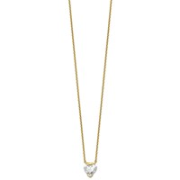 14K Yellow Gold 1 Carat Certified Lab Grown Diamond VS+ F+ Complete Heart Half Bezel Pendant Necklace, 18" view 2