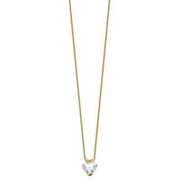 14K Yellow Gold 3 Carat Certified Lab Grown Diamond VS+ F+ Complete Heart Half Bezel Pendant Necklace, 18" view 2