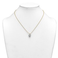 14K Yellow Gold 3 Carat Certified Lab Grown Diamond VS+ F+ Complete Heart Half Bezel Pendant Necklace, 18" view 3