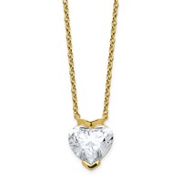 14K Yellow Gold 3 Carat Certified Lab Grown Diamond VS+ F+ Complete Heart Half Bezel Pendant Necklace, 18" view 1