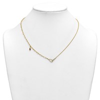 14K Yellow Gold Lab Grown Dia VS+ F+ Fashion Loop & Gem Comp Charm Necklace view 3