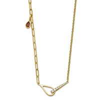 14K Yellow Gold Lab Grown Dia VS+ F+ Fashion Loop & Gem Comp Charm Necklace view 1