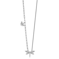14K White Gold Lab Grown Dia VS+ F+ Dragonfly Complete Necklace view 2