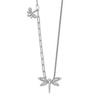 14K White Gold Lab Grown Dia VS+ F+ Dragonfly Complete Necklace view 1