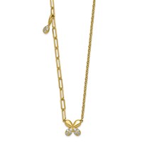 14K Yellow Gold Lab Grown Dia VS+ F+ Butterfly Complete Necklace view 1