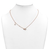 14K Rose Gold Lab Grown Dia VS+ F+ Clover & Hummingbird Complete Necklace view 3