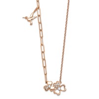 14K Rose Gold Lab Grown Dia VS+ F+ Clover & Hummingbird Complete Necklace view 1