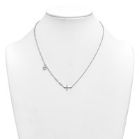 14K White Gold Lab Grown Dia VS+ F+ Cross & Heart Complete Necklace view 3