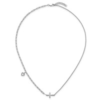 14K White Gold Lab Grown Dia VS+ F+ Cross & Heart Complete Necklace view 4